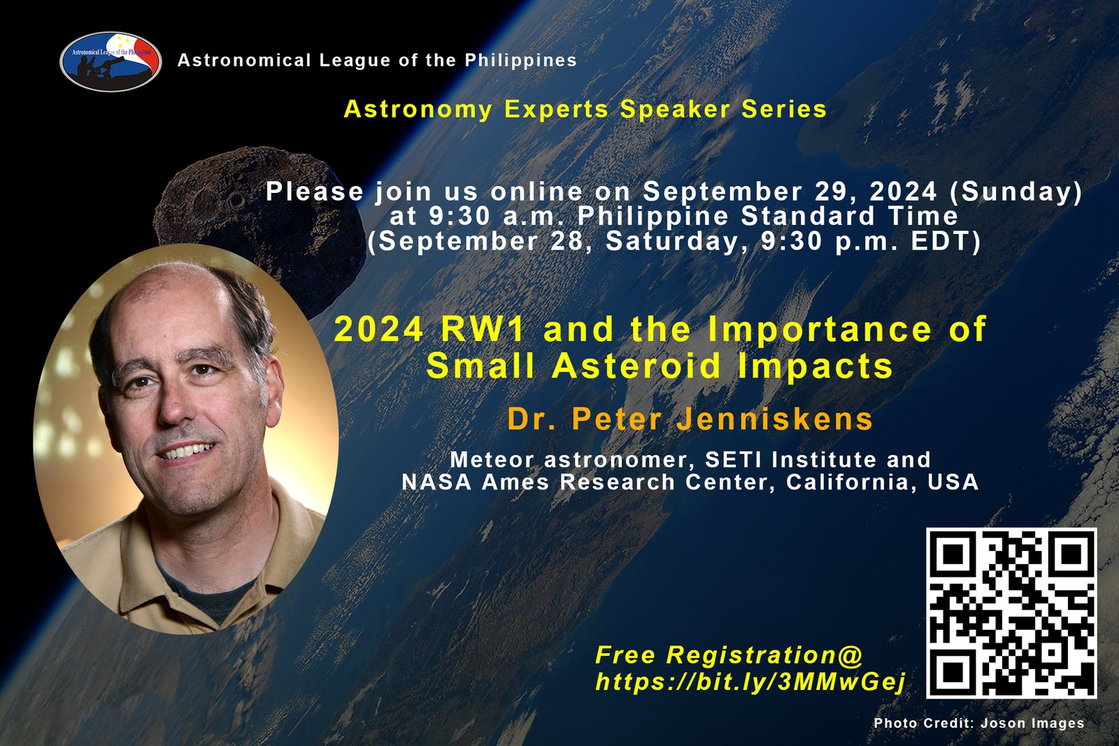 September 29, 2024 ALP Astronomy Expert Series 2024 featuring Dr. Peter Jenniskens