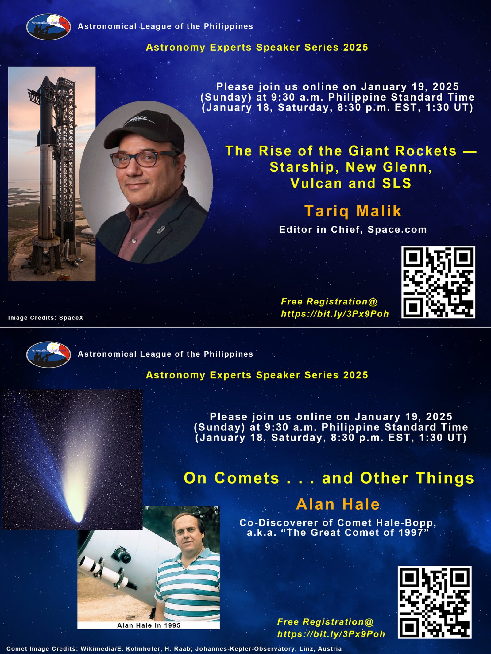 January 19, 2025 ALP Astronomy Experts Series 2025 featuring Tariq Malik & Alan Hale